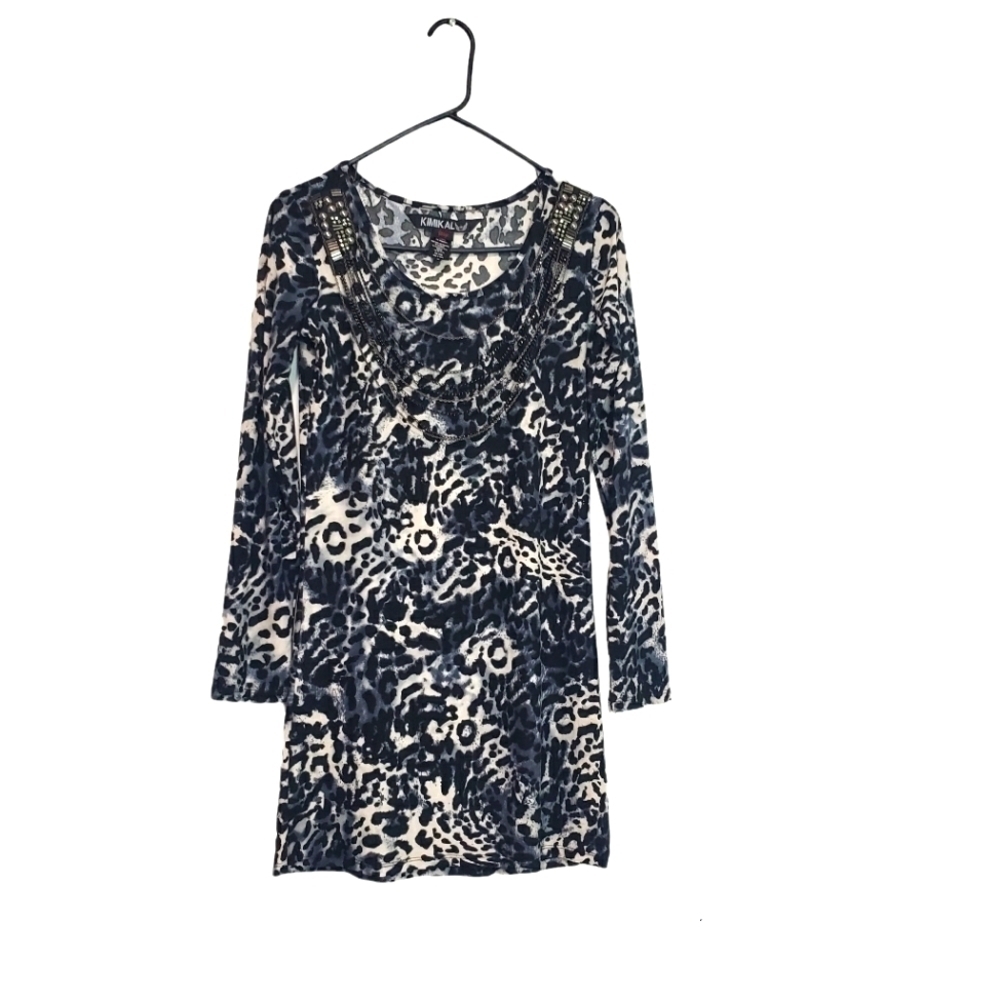 Kimikal Animal Print Long Sleeves Mini Dress Size Large